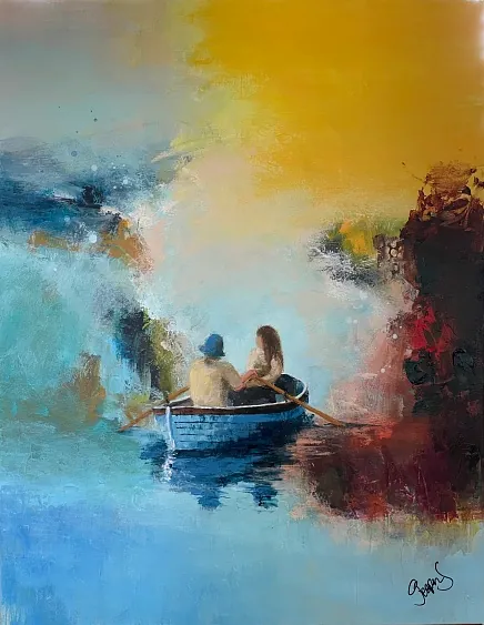 "In the same boat" maleri af Jesper Sørensen