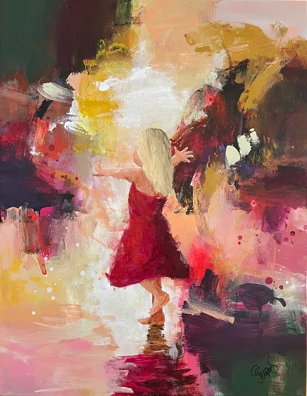 "Dance into the light" maleri af Jesper Sørensen