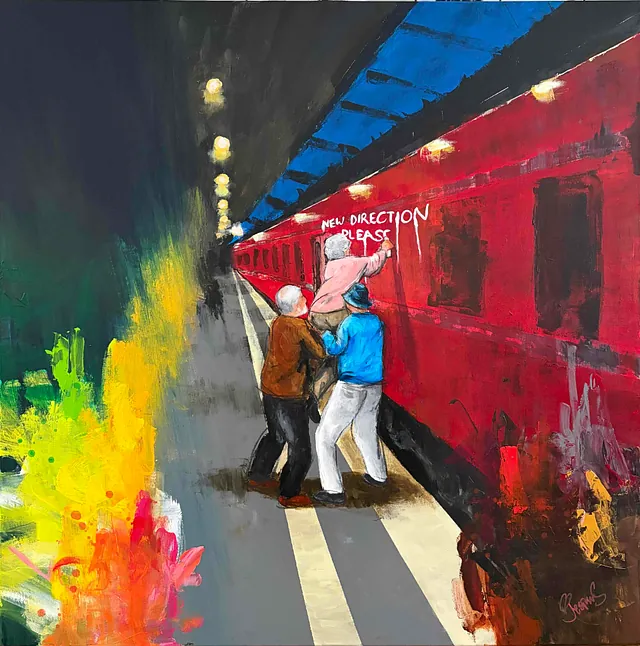 "Lean on me" maleri af Jesper Sørensen