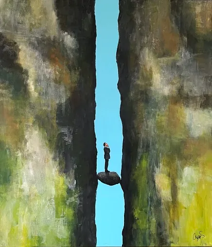 "Never give up" maleri af Jesper Sørensen