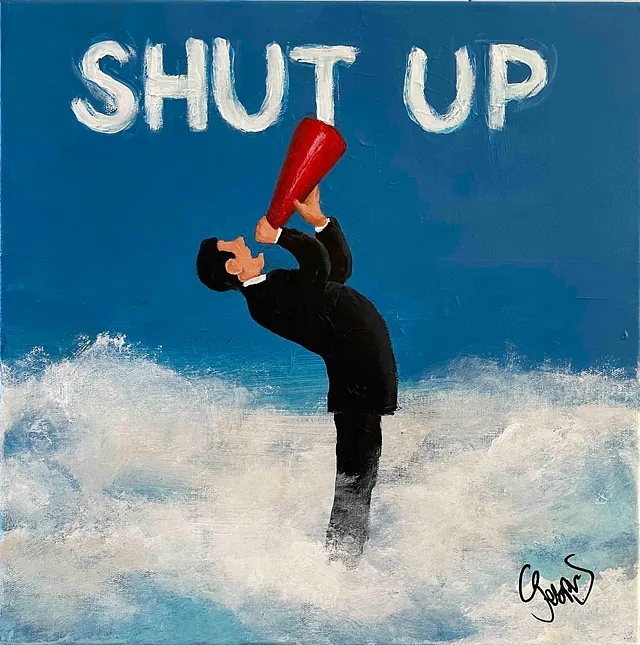 "Shut up" maleri af Jesper Sørensen