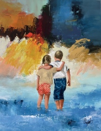 "Lean on me" maleri af Jesper Sørensen