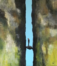 "Never give up" maleri af Jesper Sørensen