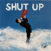 "Shut up" maleri af Jesper Sørensen