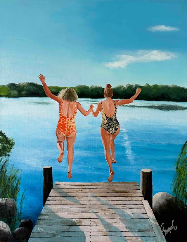 "Lean on me" maleri af Jesper Sørensen