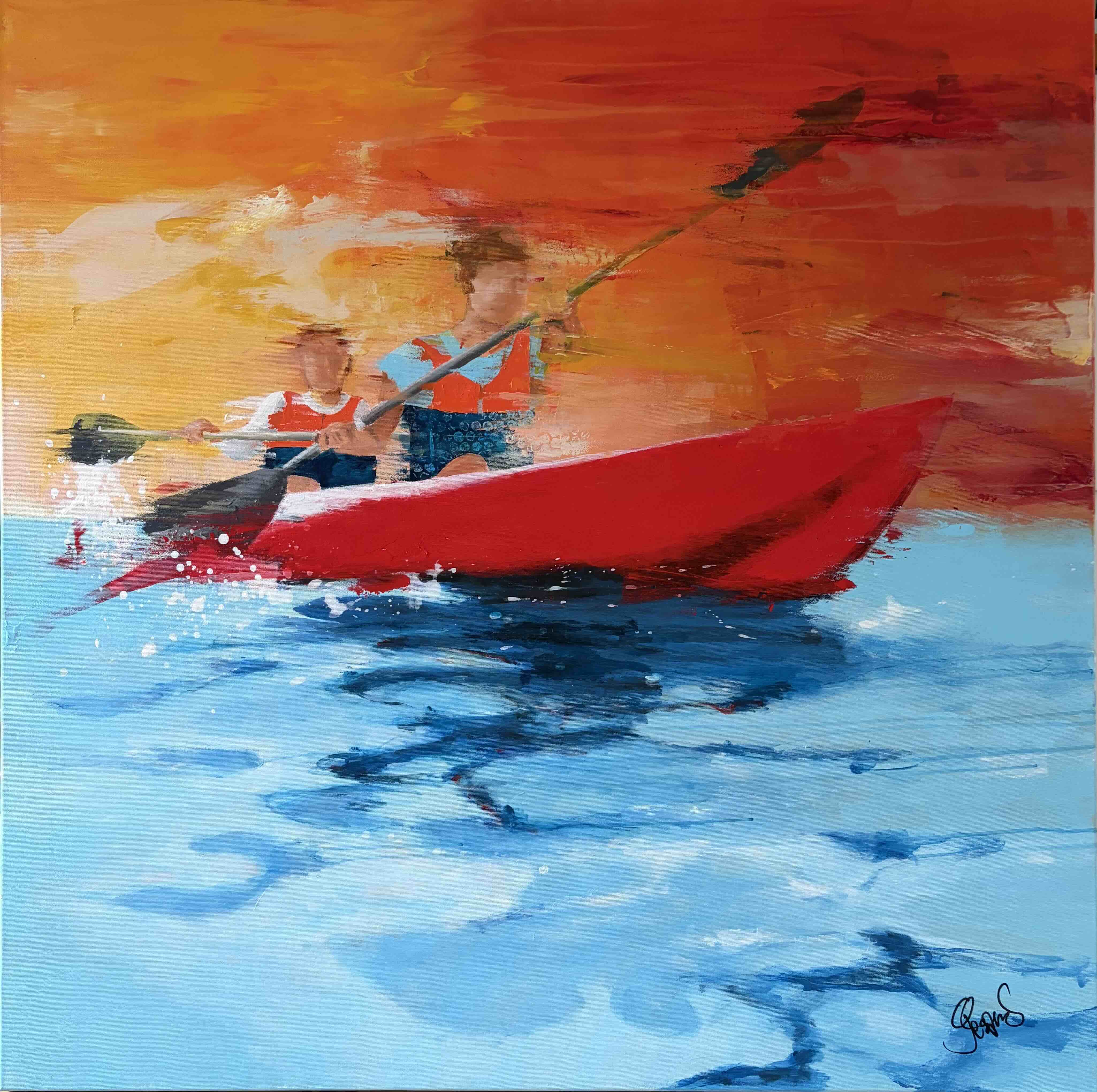 "In the same boat" maleri af Jesper Sørensen