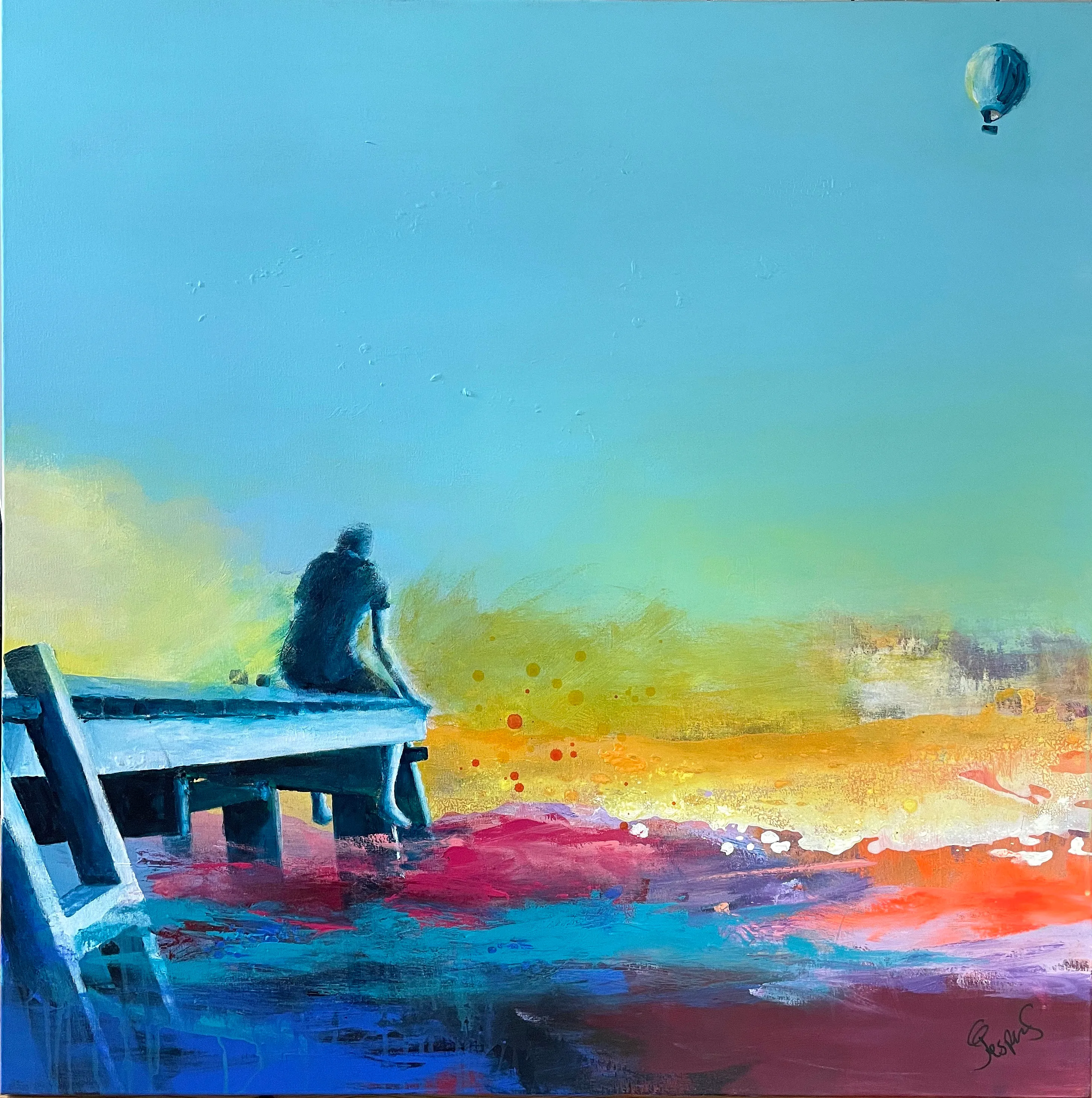 "Blue dream" maleri af Jesper Sørensen