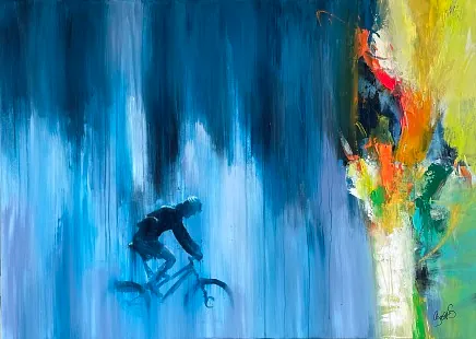 "Hang on" maleri af Jesper Sørensen